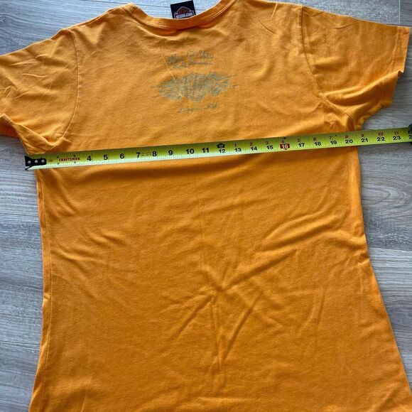 Harley Davidson Orange Bedazzled Tshirt Biker Motorcycle Kawaii Y2K Top Moto - Picture 7 of 8
